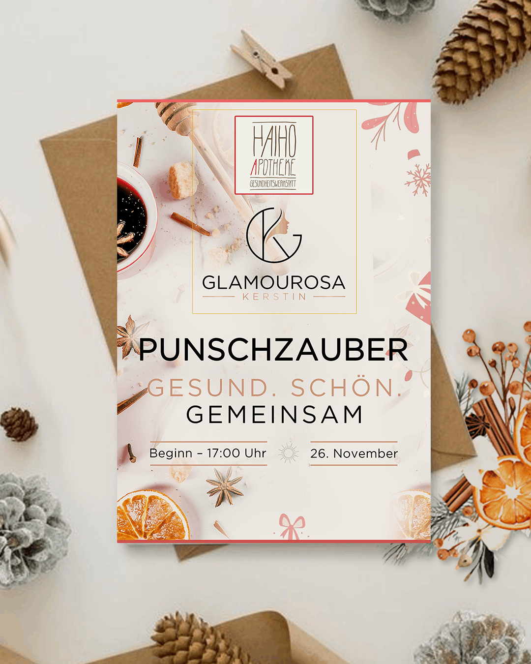 Punschzauber Event Invitation Design. Creative for pharmacy & beauty.